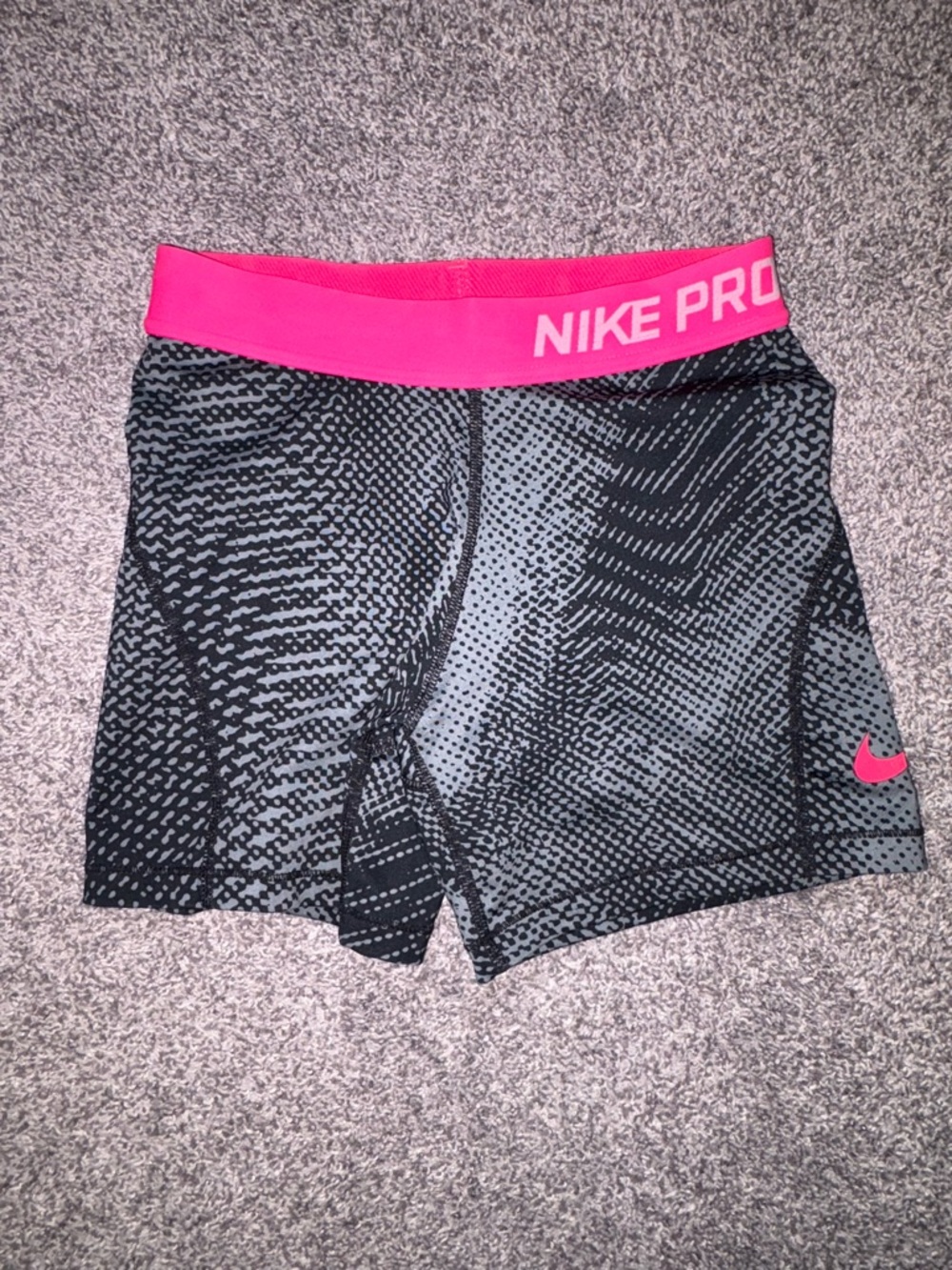 Black & Pink Printed Nike Pro Kids Training Shorts